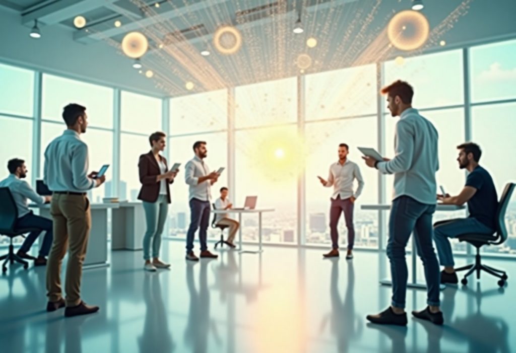 Menschen stehen zusammen und diskutieren